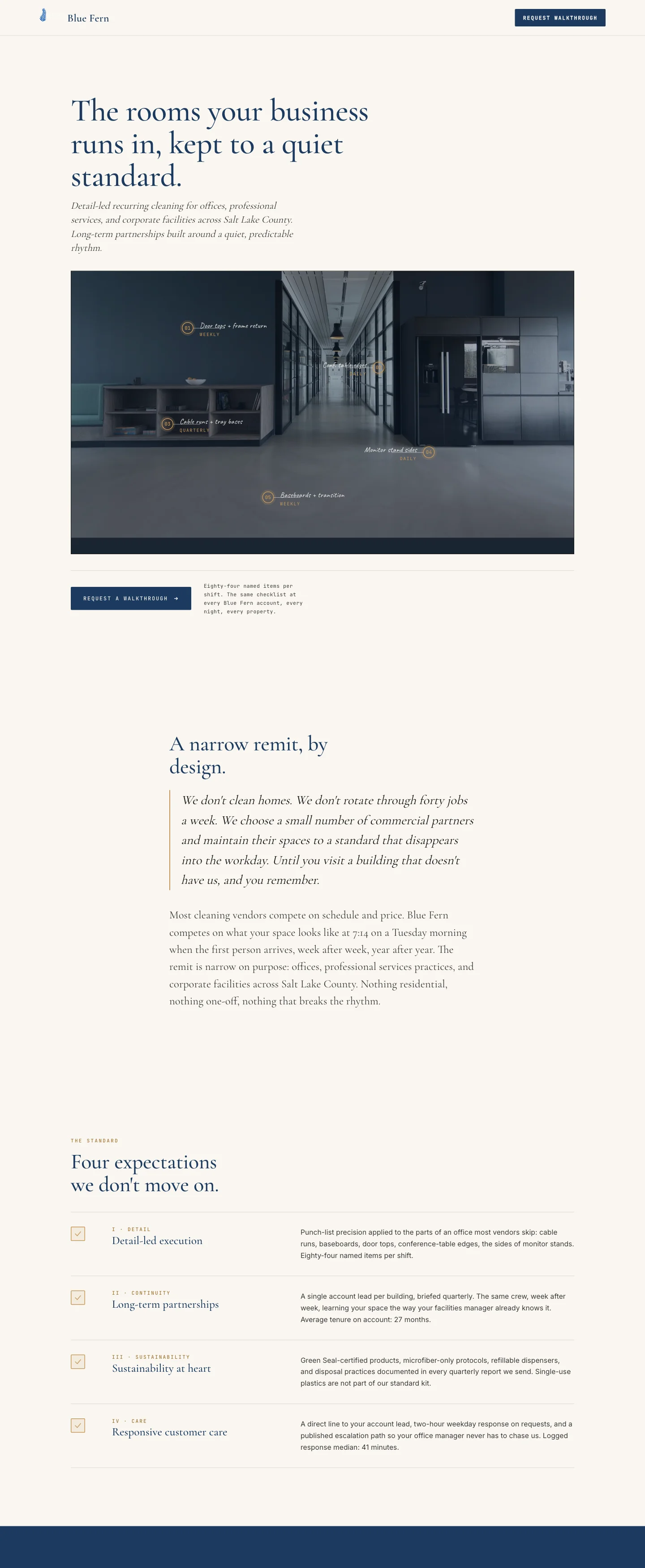 Blue Fern website by Red Pine.